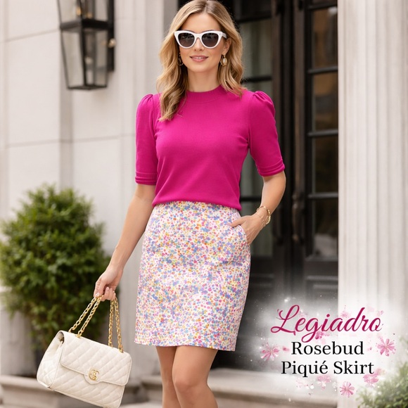 Leggiadro Dresses & Skirts - Leggiadro White Midi Skirt with Multicolor Floral Confetti Print